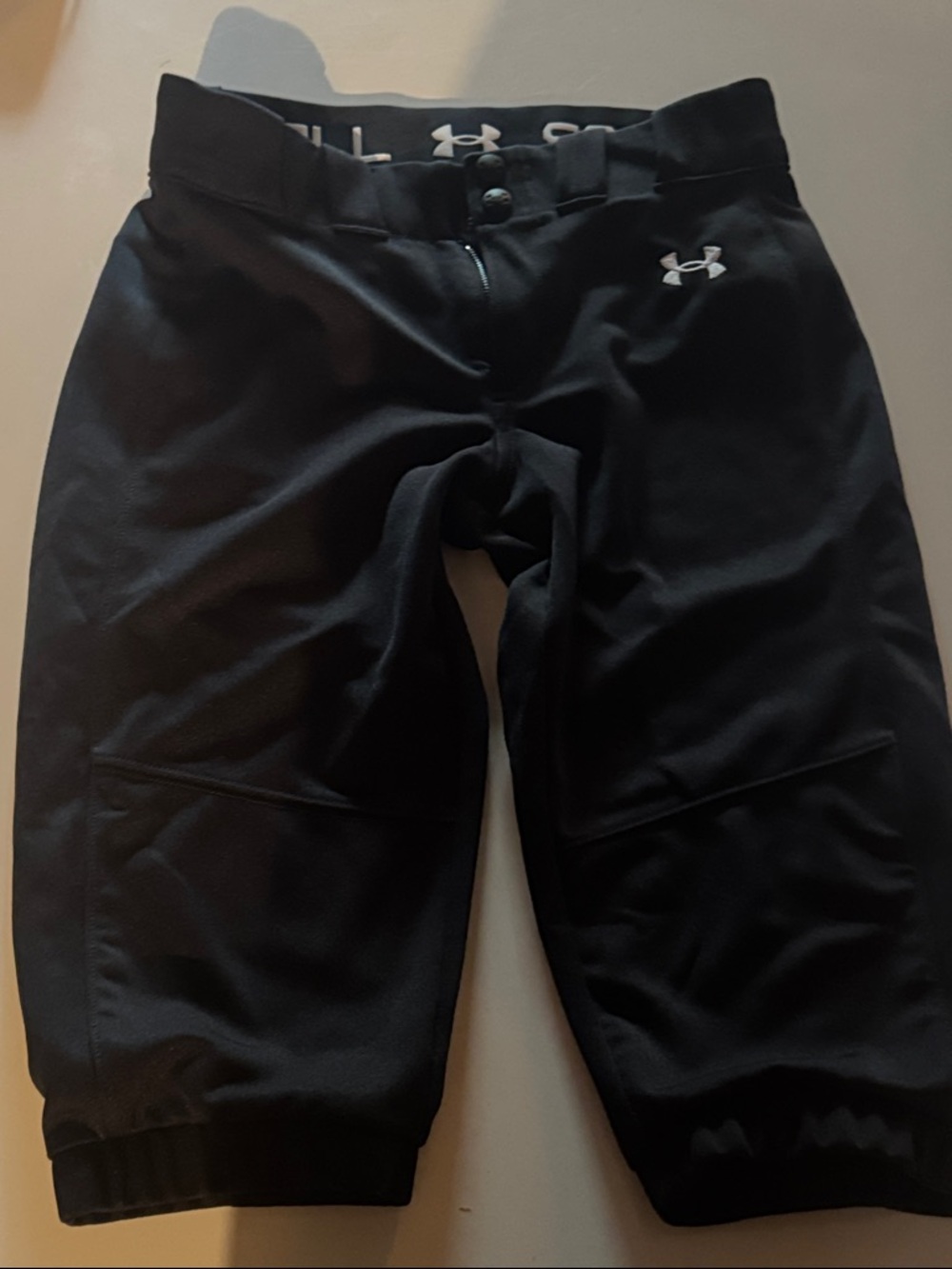 Under Armour Black Performance SoftballPants with Logo Girls Youth Medium